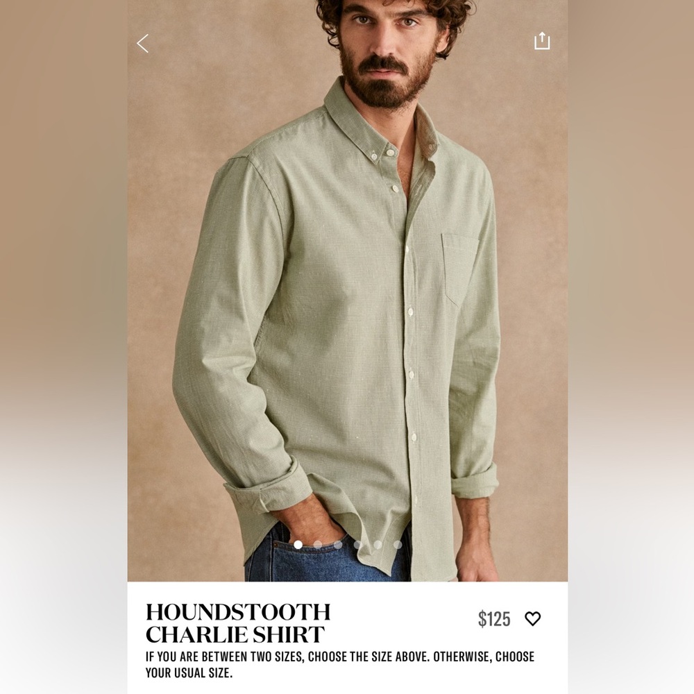 Octobre Editions (Sezane) green houndstooth Charlie shirt (M)